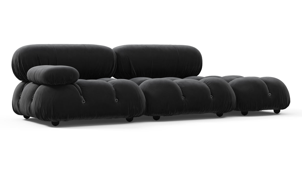 Belia - Belia Open End Sofa, Right, Black Velvet