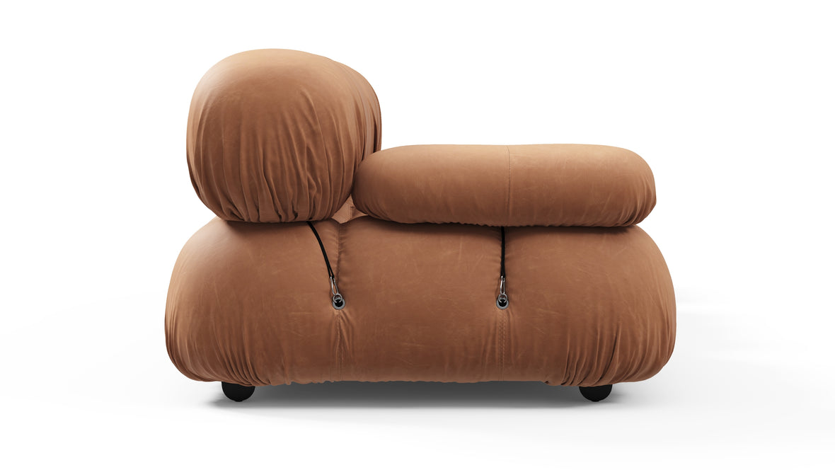 Belia - Belia Open End Sofa, Right, Tan Vegan Leather