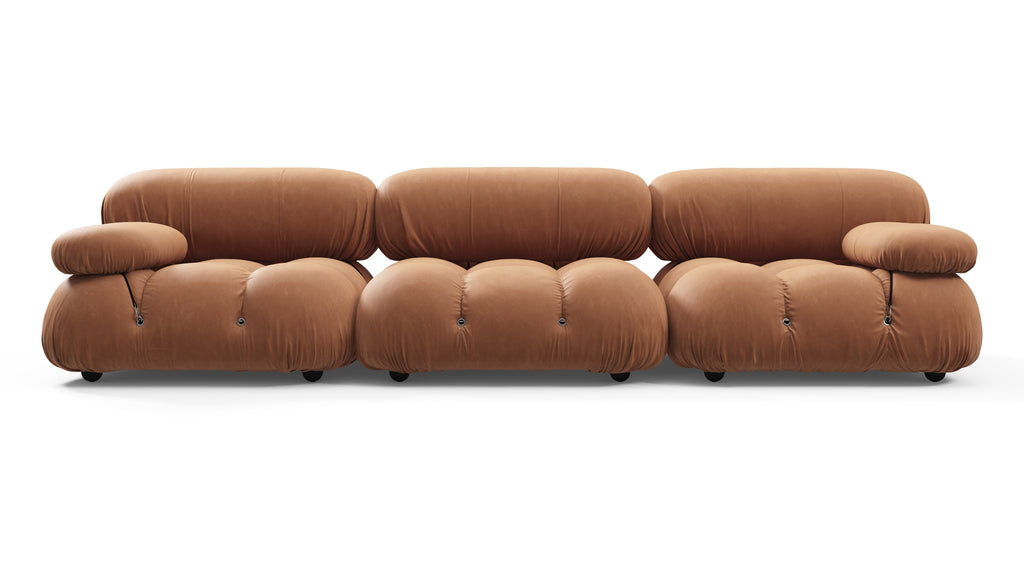 Belia Three Seater Sofa, Tan Vegan Leather | Interior Icons