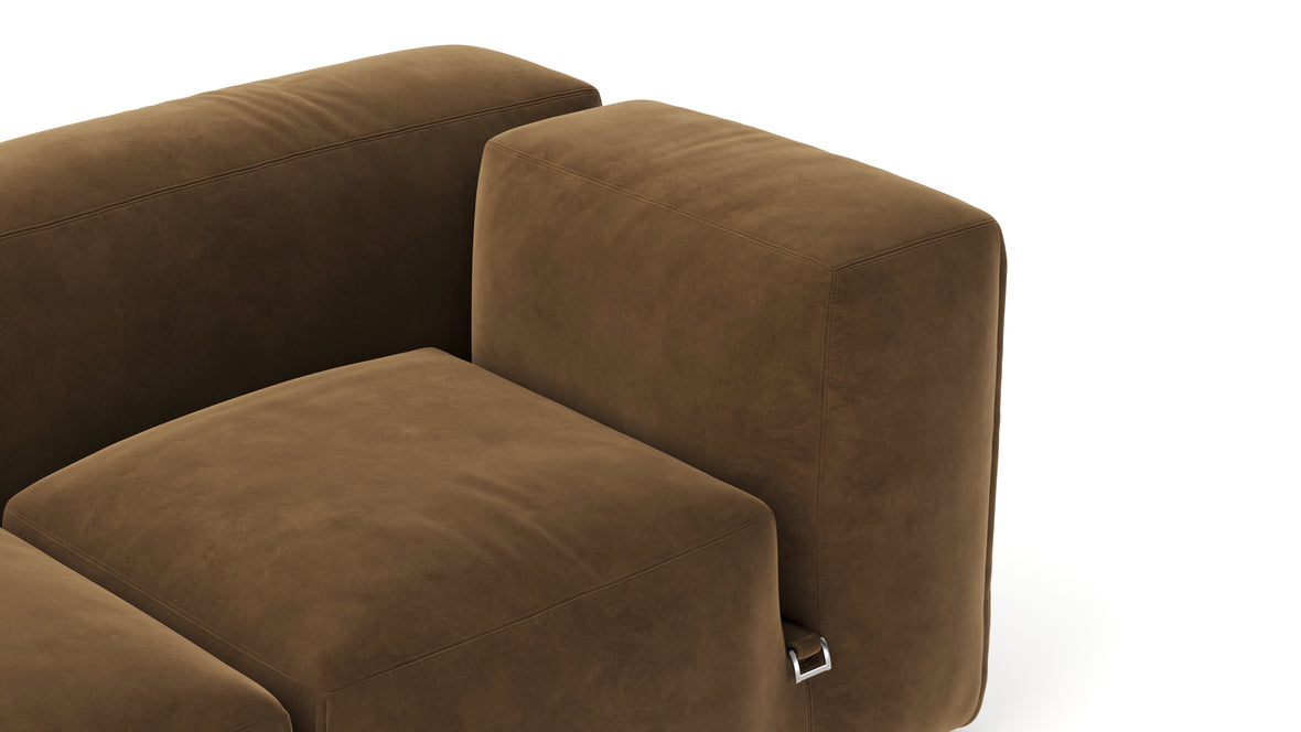 Le Mura - Le Mura Open End Sofa, Left, Brown Vegan Suede