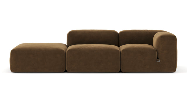 Le Mura - Le Mura Open End Sofa, Left, Brown Vegan Suede