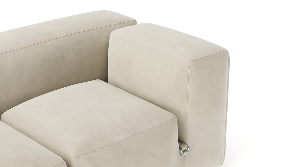 Le Mura - Le Mura Open End Sofa, Left, Eggshell Vegan Suede