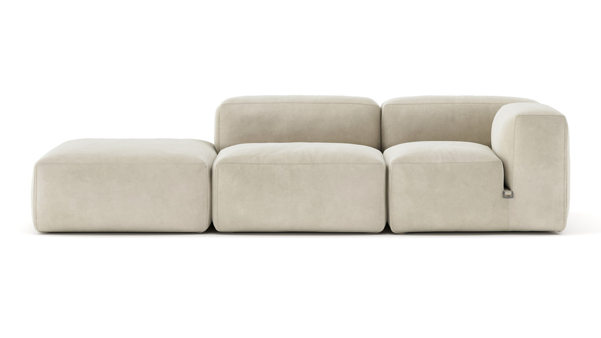 Le Mura - Le Mura Open End Sofa, Left, Eggshell Vegan Suede