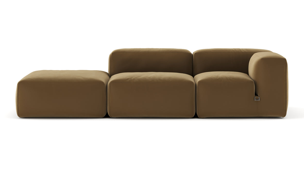 Le Mura - Le Mura Open End Sofa, Left, Old Gold Luxe Velvet