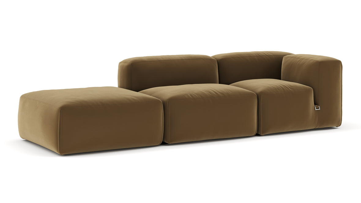 Le Mura - Le Mura Open End Sofa, Left, Old Gold Luxe Velvet