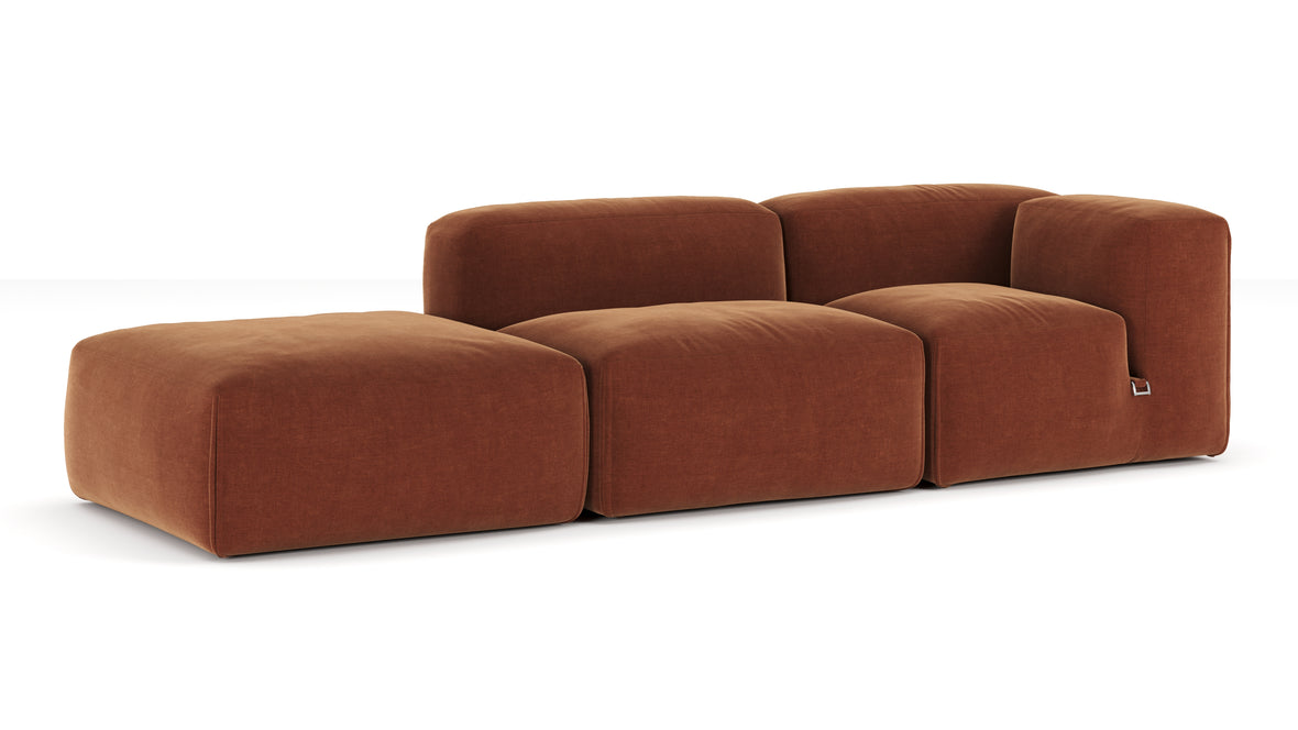 Le Mura - Le Mura Open End Sofa, Left, Rust Chenille