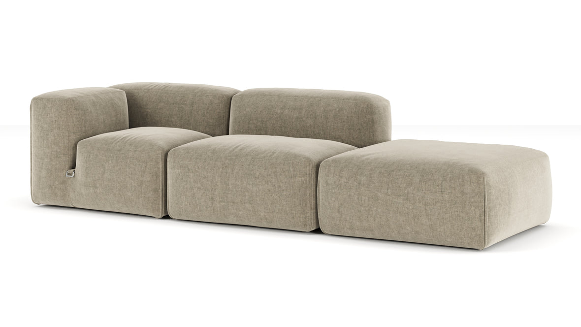 Le Mura - Le Mura Open End Sofa, Right, Beige Gray Chenille