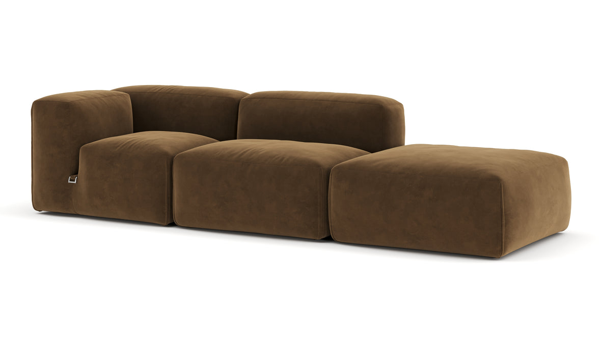 Le Mura - Le Mura Open End Sofa, Right, Brown Vegan Suede