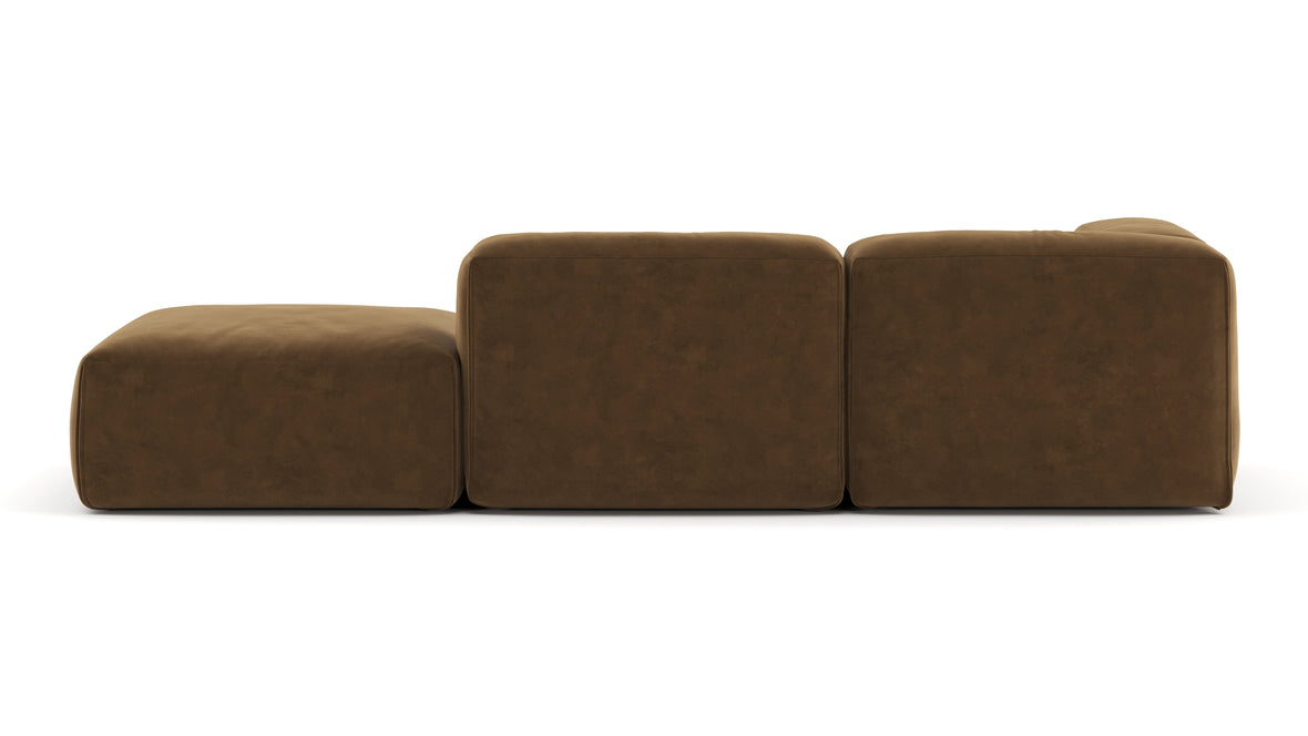 Le Mura - Le Mura Open End Sofa, Right, Brown Vegan Suede