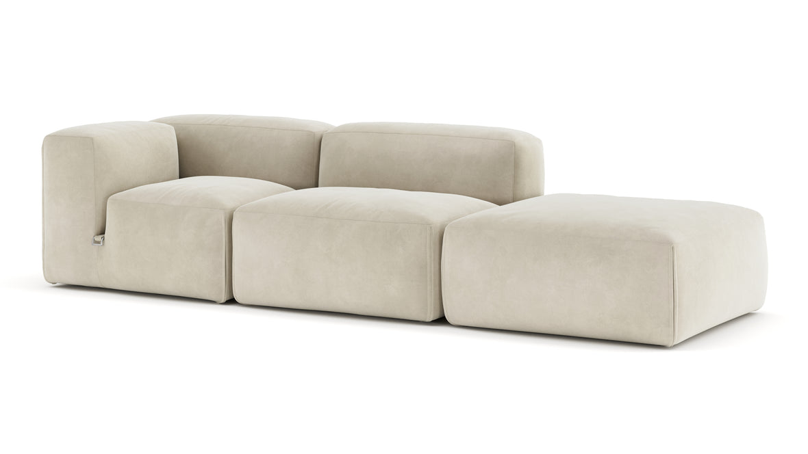 Le Mura - Le Mura Open End Sofa, Right, Eggshell Vegan Suede