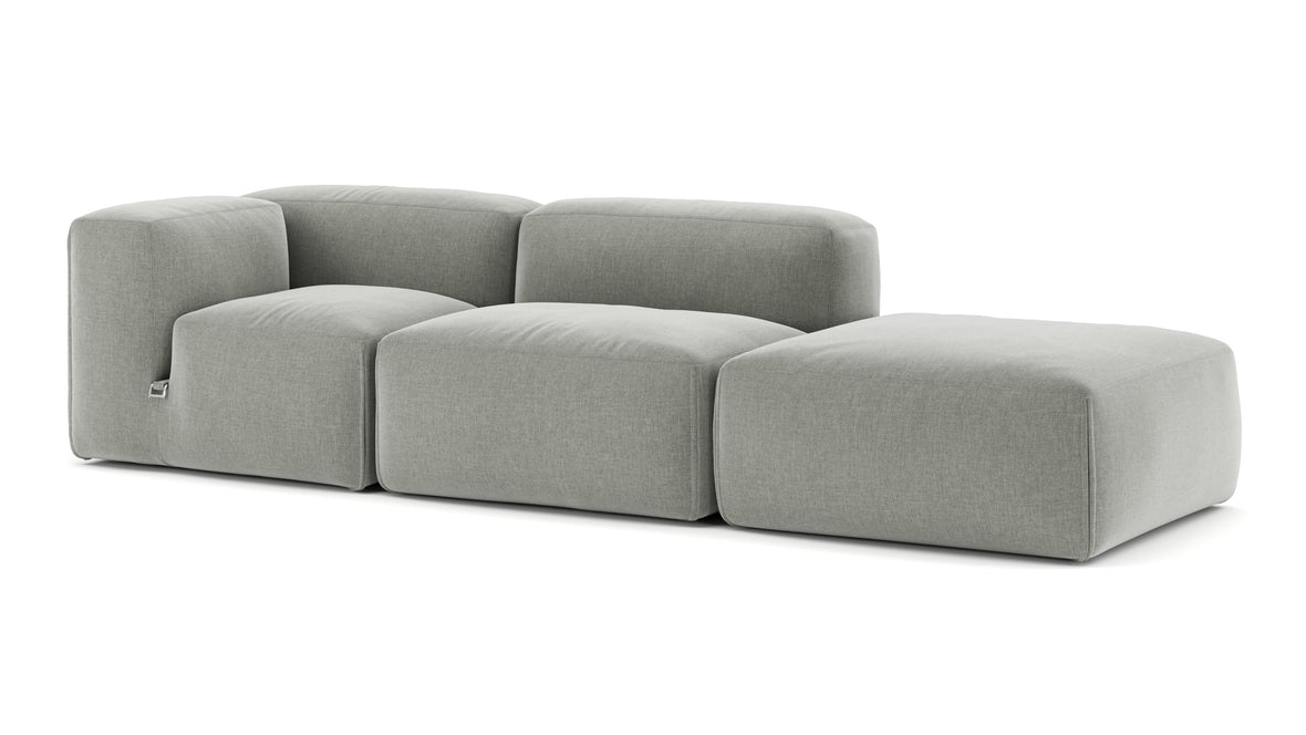 Le Mura - Le Mura Open End Sofa, Right, Soft Gray Brushed Weave