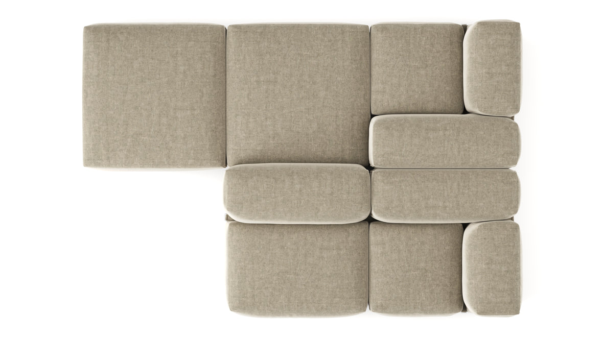 Le Mura - Le Mura Sectional Sofa, Dual Aspect, Left, Beige Gray Chenille