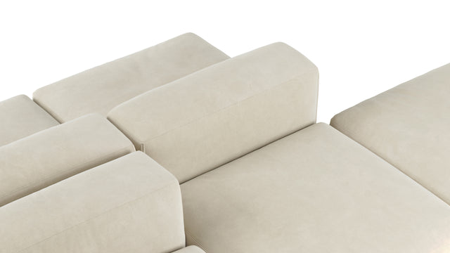 Le Mura - Le Mura Sectional Sofa, Dual Aspect, Left, Eggshell Vegan Suede