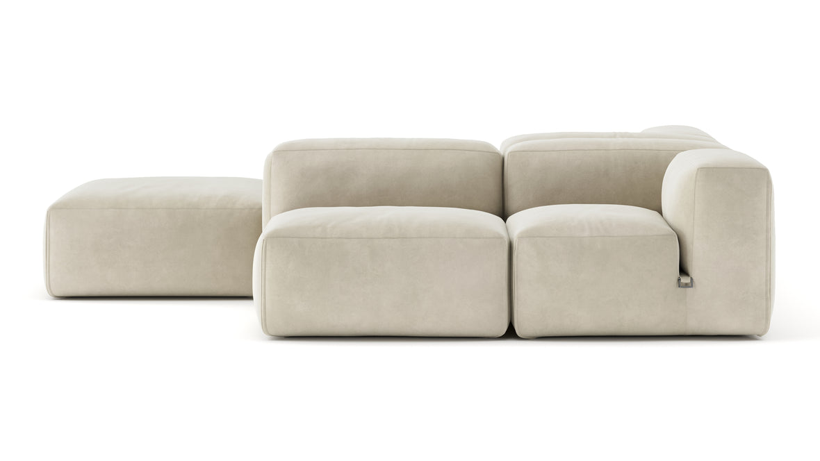 Le Mura - Le Mura Sectional Sofa, Dual Aspect, Left, Eggshell Vegan Suede