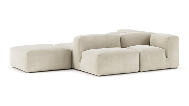 Le Mura - Le Mura Sectional Sofa, Dual Aspect, Left, Eggshell Vegan Suede