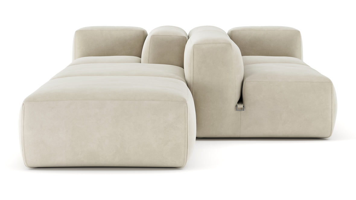 Le Mura - Le Mura Sectional Sofa, Dual Aspect, Left, Eggshell Vegan Suede