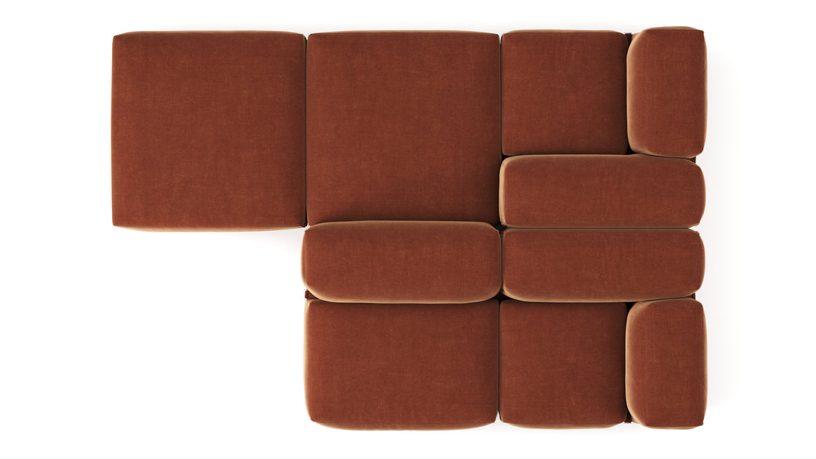 Le Mura - Le Mura Sectional Sofa, Dual Aspect, Left, Rust Chenille