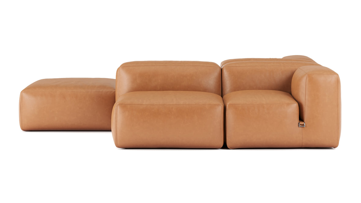 Le Mura - Le Mura Sectional Sofa, Dual Aspect, Left, Tan Vegan Leather