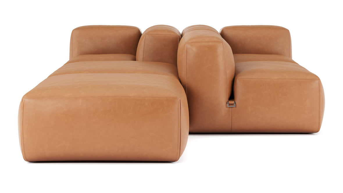 Le Mura - Le Mura Sectional Sofa, Dual Aspect, Left, Tan Vegan Leather