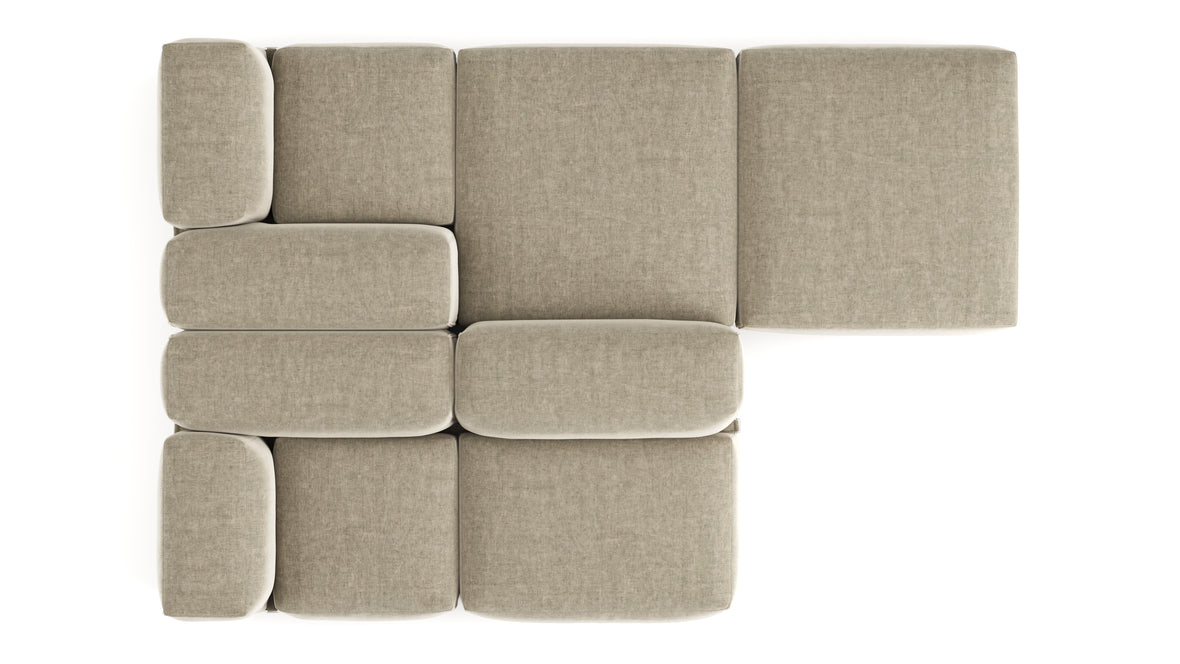 Le Mura - Le Mura Sectional Sofa, Dual Aspect, Right, Beige Gray Chenille