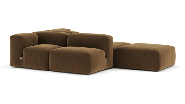 Le Mura - Le Mura Sectional Sofa, Dual Aspect, Right, Brown Vegan Suede