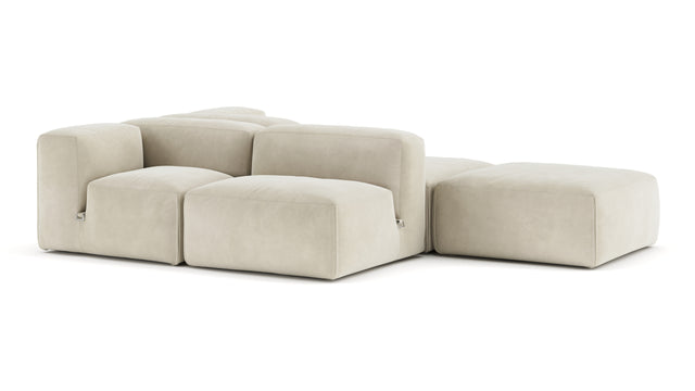 Le Mura - Le Mura Sectional Sofa, Dual Aspect, Right, Eggshell Vegan Suede