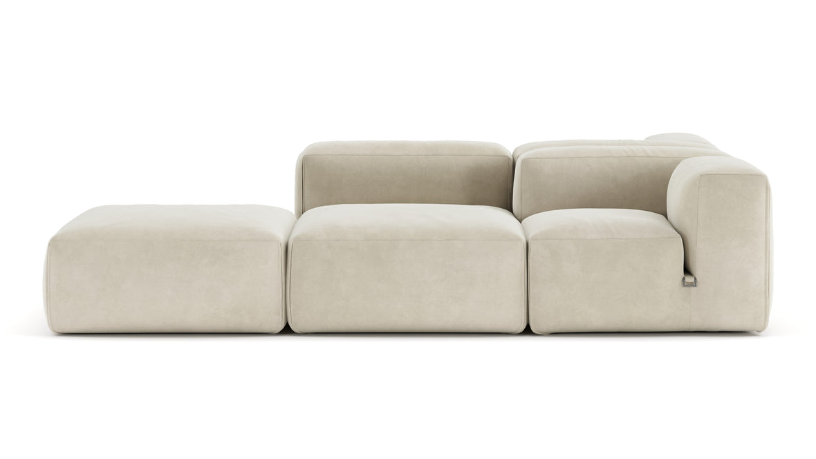 Le Mura - Le Mura Sectional Sofa, Dual Aspect, Right, Eggshell Vegan Suede