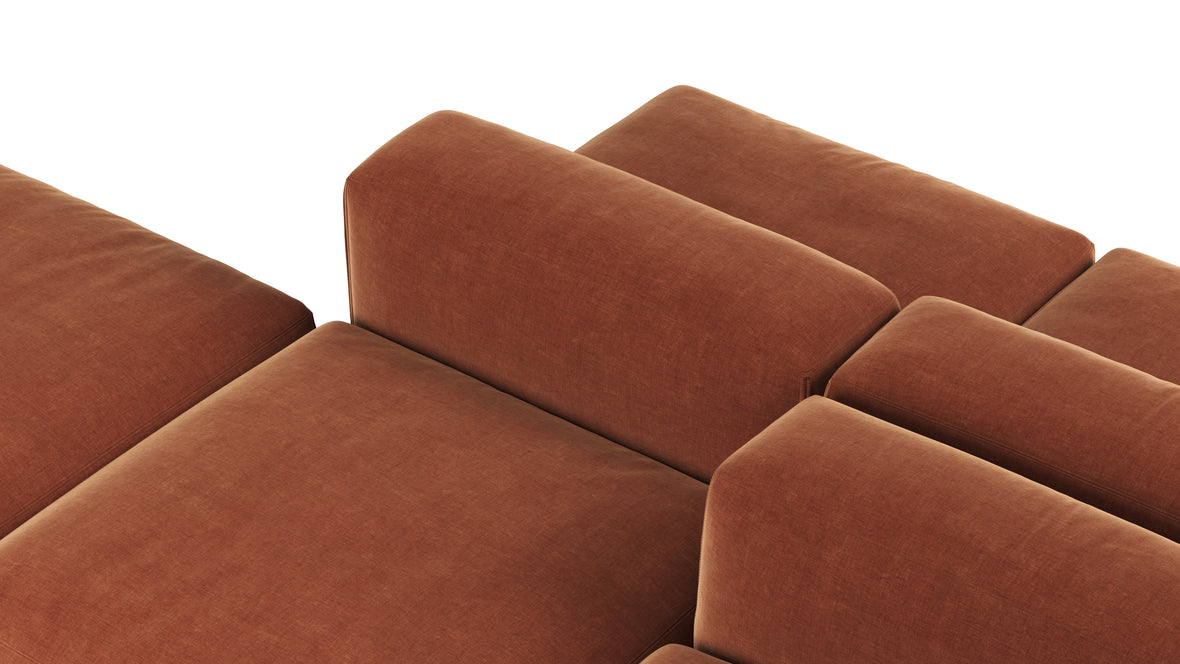 Le Mura - Le Mura Sectional Sofa, Dual Aspect, Right, Rust Chenille