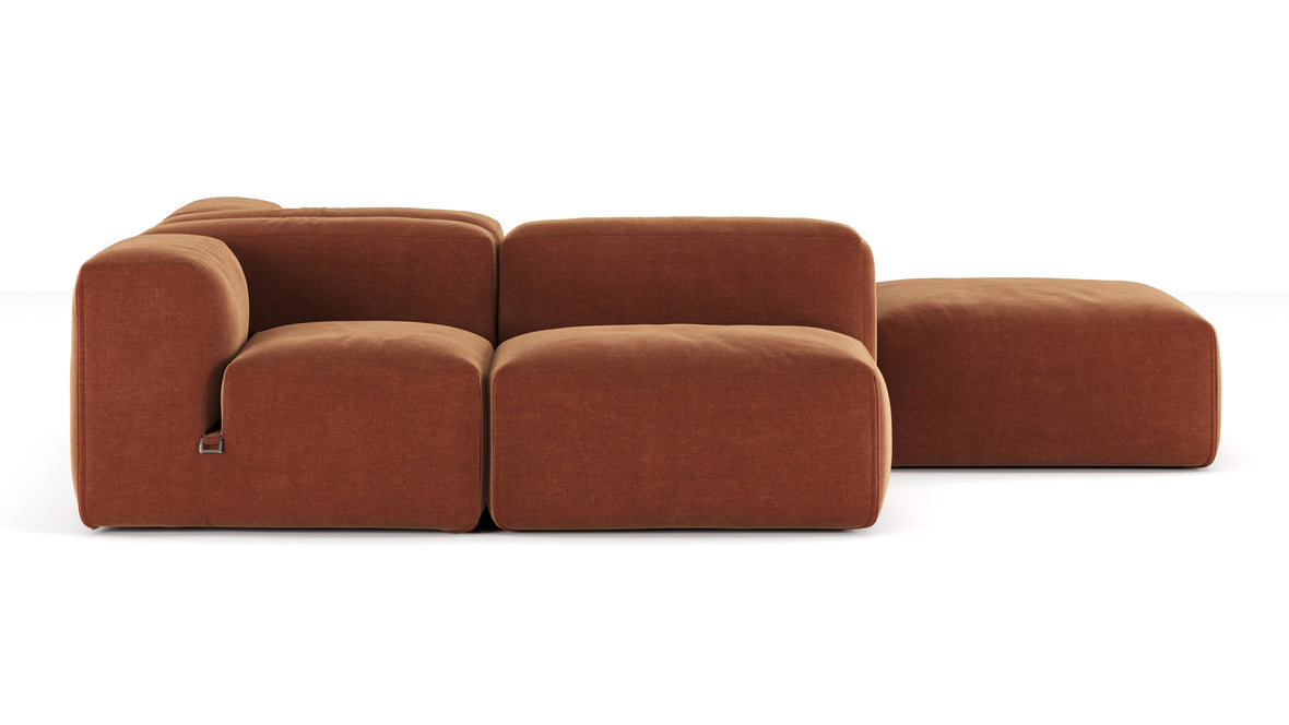 Le Mura - Le Mura Sectional Sofa, Dual Aspect, Right, Rust Chenille