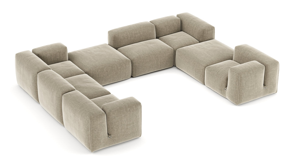 Le Mura - Le Mura Sectional Sofa, Eight Seater, Left, Beige Gray Chenille