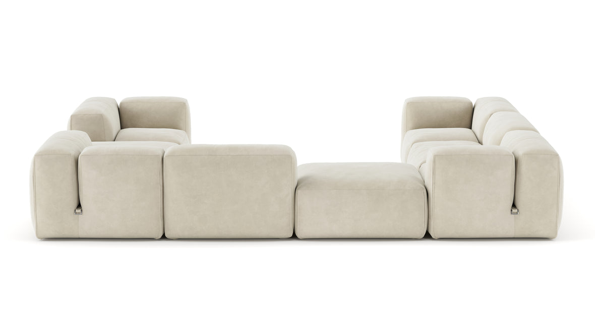 Le Mura - Le Mura Sectional Sofa, Eight Seater, Left, Eggshell Vegan Suede