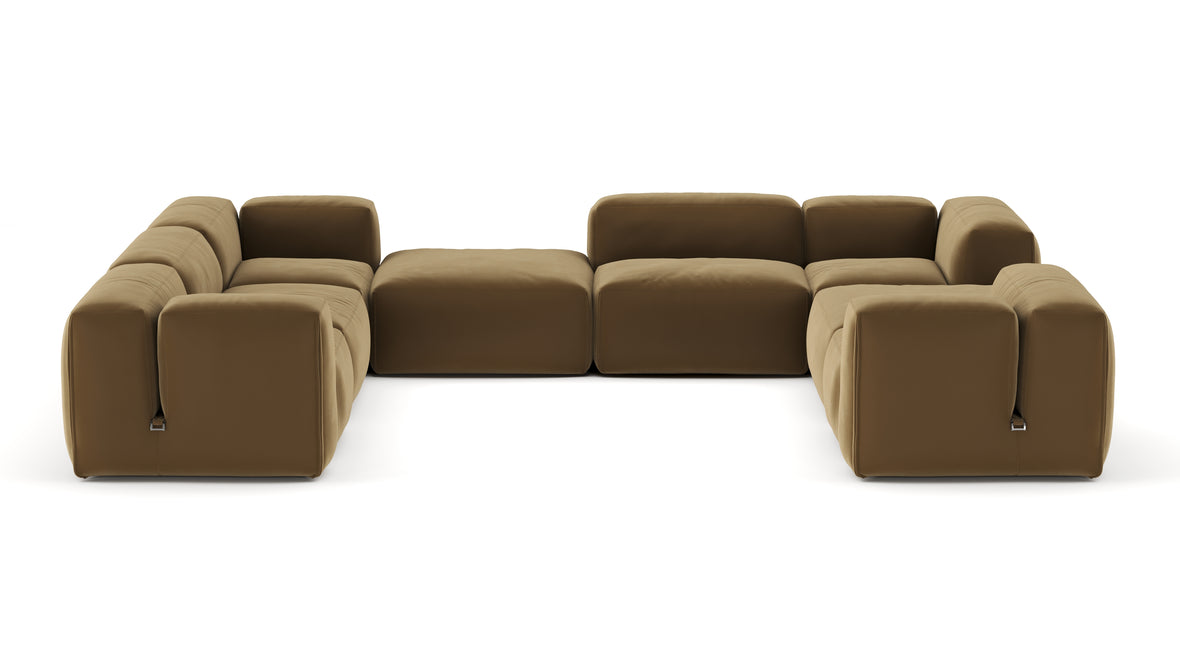 Le Mura - Le Mura Sectional Sofa, Eight Seater, Left, Old Gold Luxe Velvet