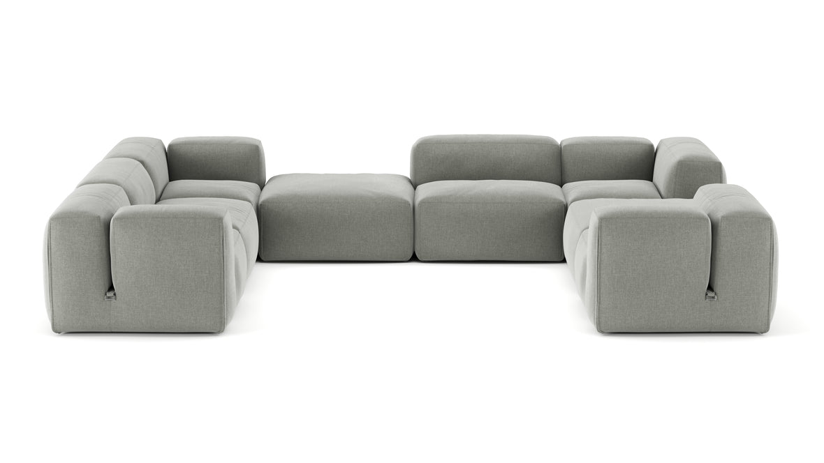 Le Mura - Le Mura Sectional Sofa, Eight Seater, Left, Soft Gray Brushed Weave