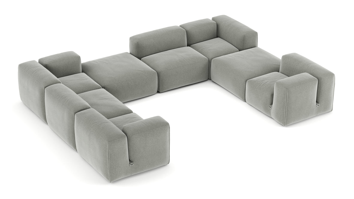 Le Mura - Le Mura Sectional Sofa, Eight Seater, Left, Soft Gray Brushed Weave