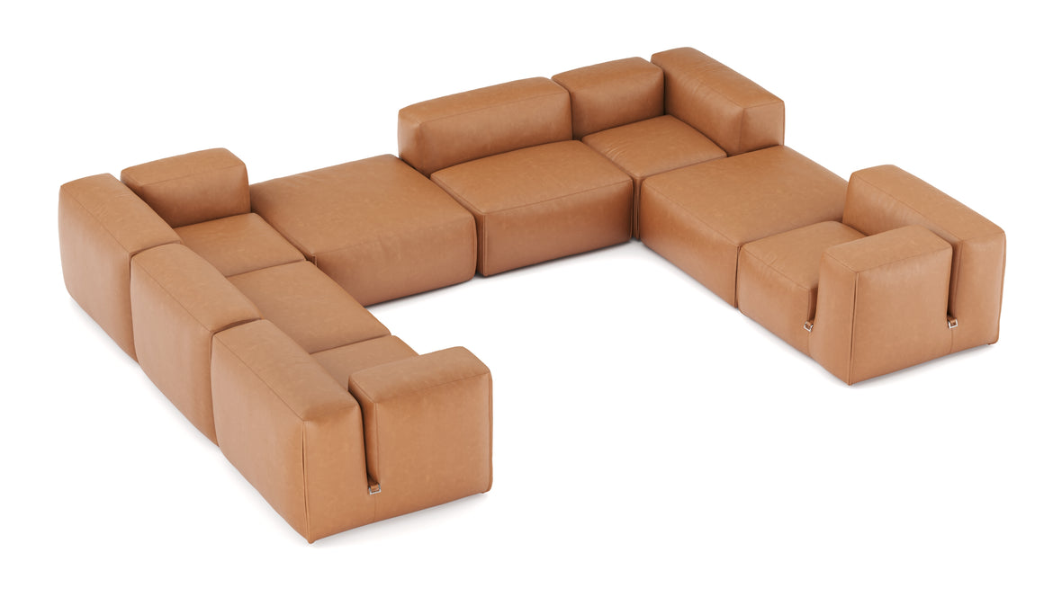 Le Mura - Le Mura Sectional Sofa, Eight Seater, Left, Tan Vegan Leather