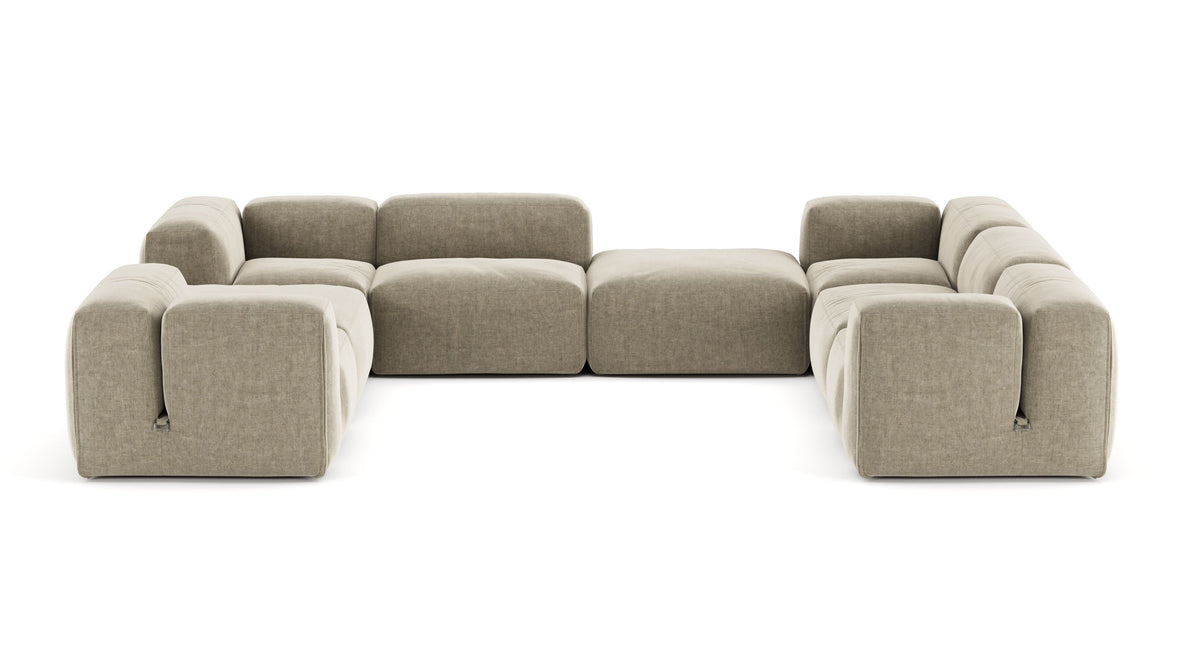 Le Mura - Le Mura Sectional Sofa, Eight Seater, Right, Beige Gray Chenille