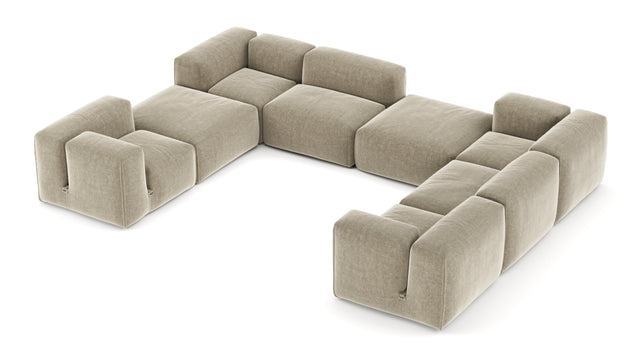 Le Mura - Le Mura Sectional Sofa, Eight Seater, Right, Beige Gray Chenille