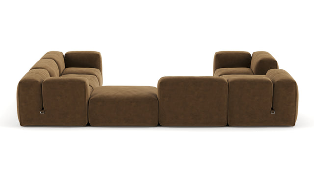 Le Mura - Le Mura Sectional Sofa, Eight Seater, Right, Brown Vegan Suede