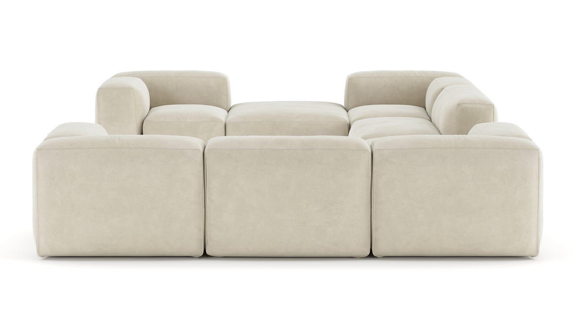 Le Mura - Le Mura Sectional Sofa, Eight Seater, Right, Eggshell Vegan Suede