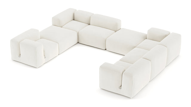 Le Mura - Le Mura Sectional Sofa, Eight Seater, Right, Natural Linen