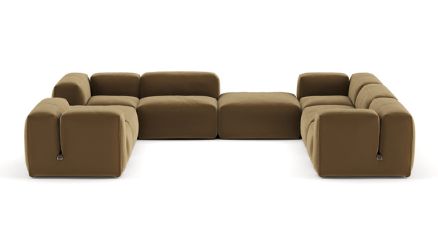 Le Mura - Le Mura Sectional Sofa, Eight Seater, Right, Old Gold Luxe Velvet