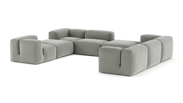 Le Mura - Le Mura Sectional Sofa, Eight Seater, Right, Soft Gray Brushed Weave