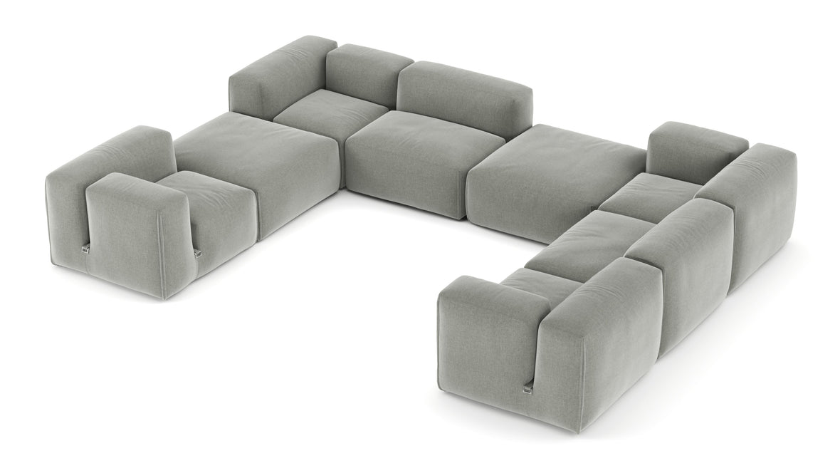 Le Mura - Le Mura Sectional Sofa, Eight Seater, Right, Soft Gray Brushed Weave