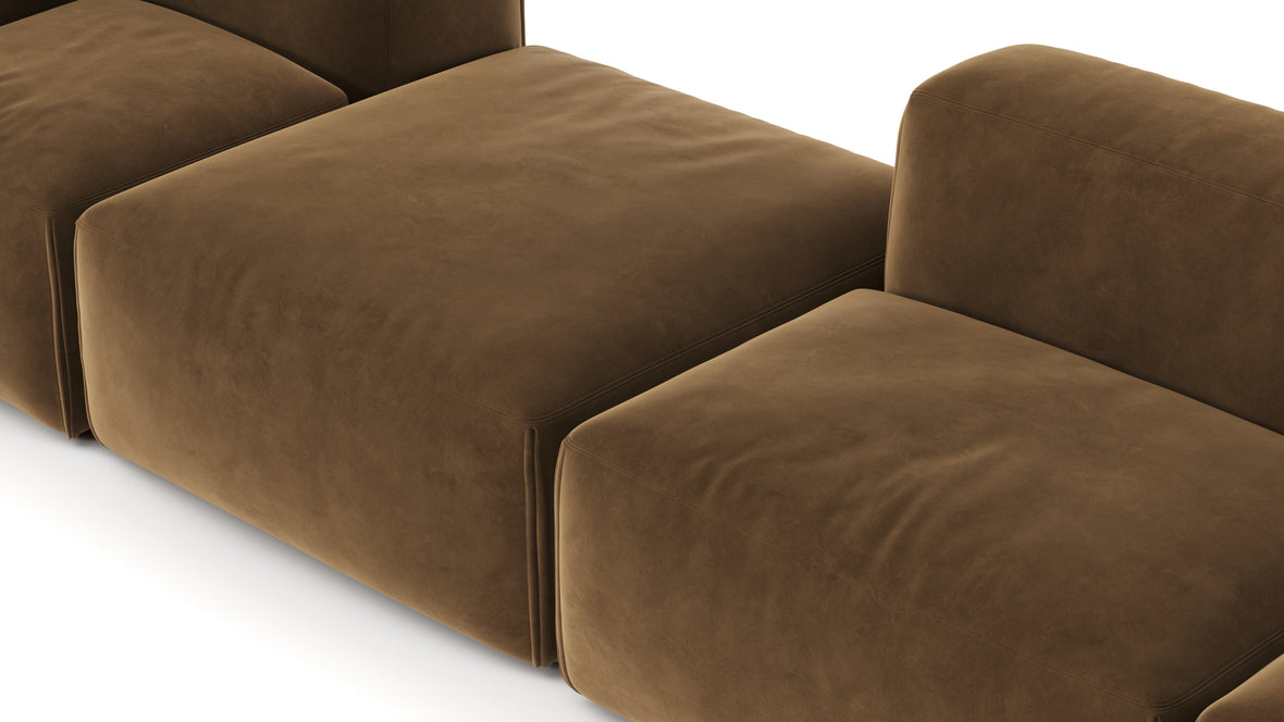 Le Mura - Le Mura Sectional Sofa, Four Seater, Left, Brown Vegan Suede