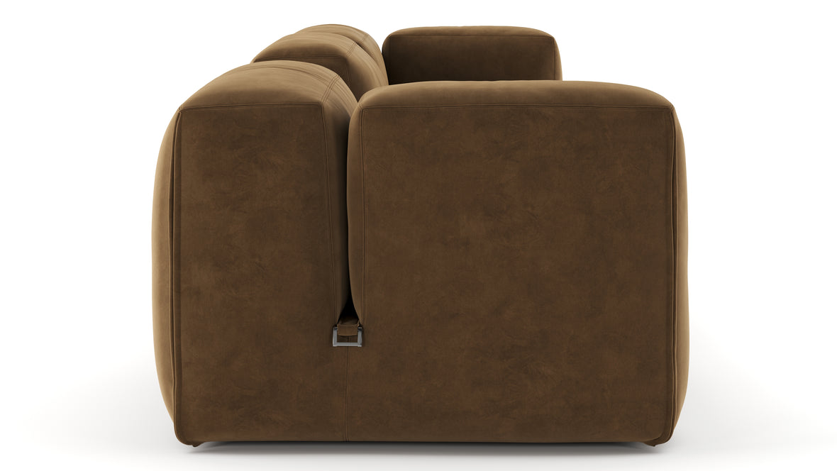 Le Mura - Le Mura Sectional Sofa, Four Seater, Left, Brown Vegan Suede