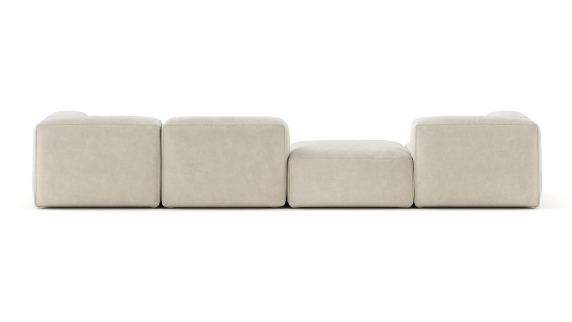 Le Mura - Le Mura Sectional Sofa, Four Seater, Left, Eggshell Vegan Suede