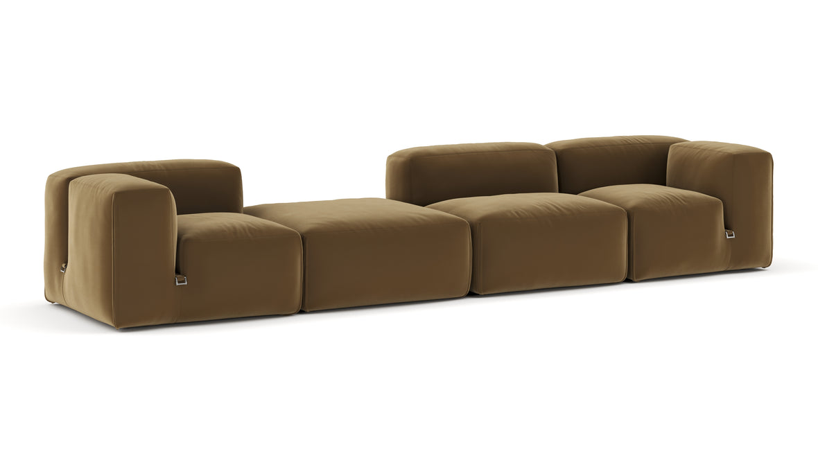 Le Mura - Le Mura Sectional Sofa, Four Seater, Left, Old Gold Luxe Velvet