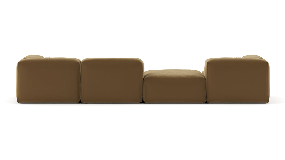 Le Mura - Le Mura Sectional Sofa, Four Seater, Left, Old Gold Luxe Velvet