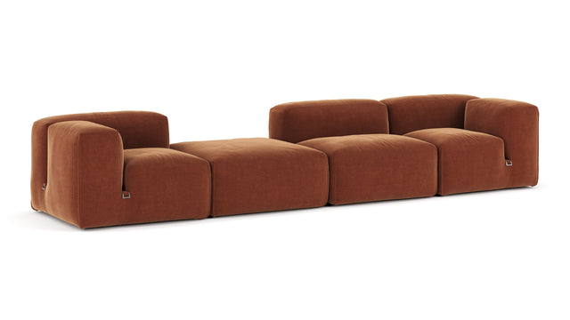 Le Mura - Le Mura Sectional Sofa, Four Seater, Left, Rust Chenille