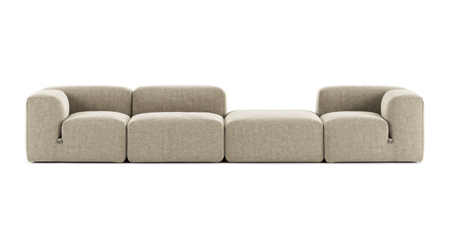 Le Mura - Le Mura Sectional Sofa, Four Seater, Right, Beige Gray Chenille